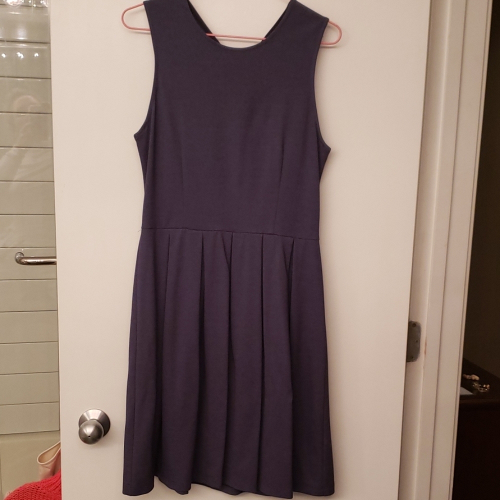 [NWT] Melly Denim Color Pleated A-Line Dress w/Bow